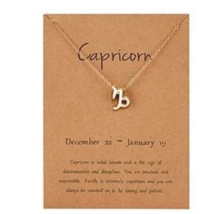 Capricorn Zodiac Gold Tone Chain Link Necklace